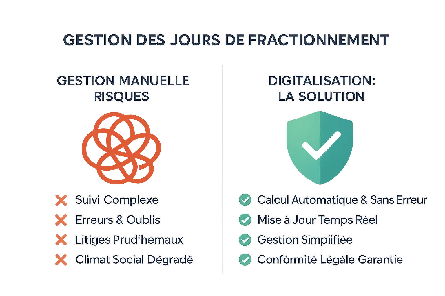Comparaison entre gestion manuelle et digitale des jours de fractionnement