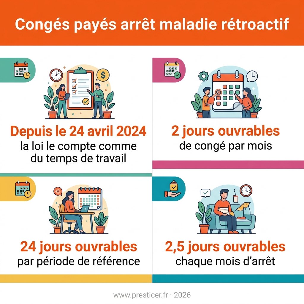 Infographie — congés payés arrêt maladie rétroactif